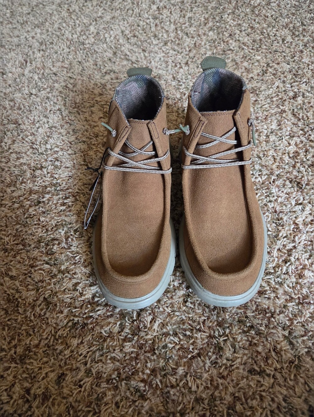 HEYDUDE Boris Eco Booties Tan And Gray Brand New With Tags Mens Size 12